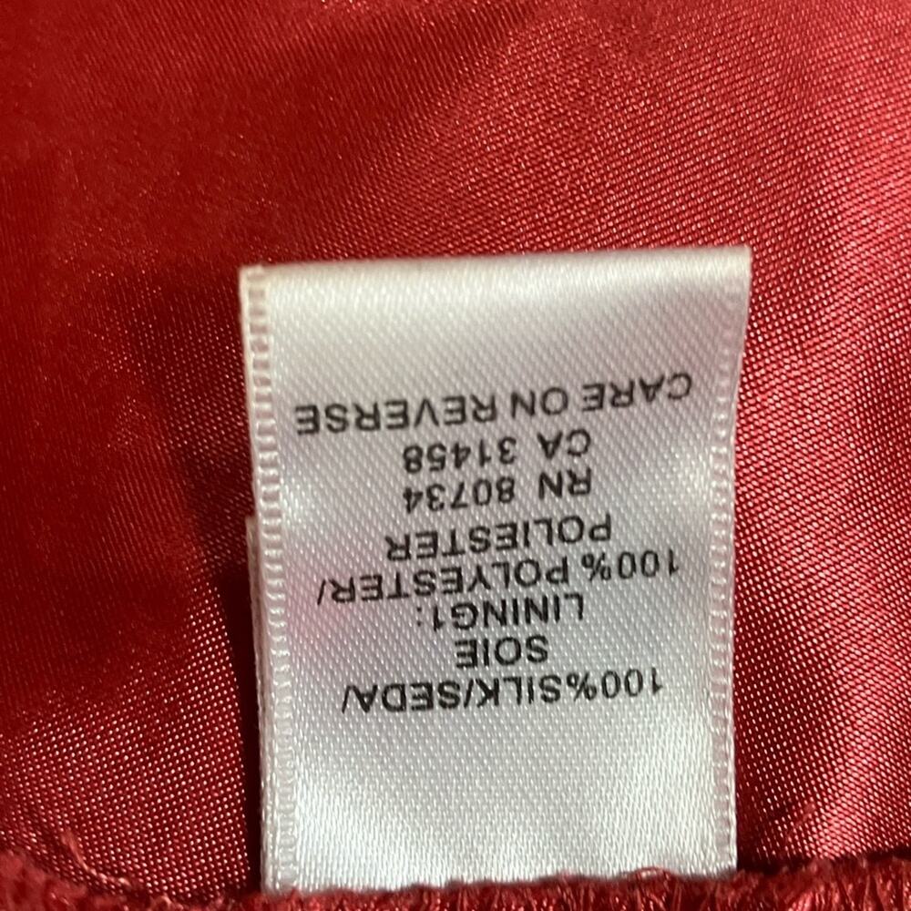 BCBG Max Azria Coral and Cream Pleated V-Neck Sundress size 8 - Picture 7 of 11